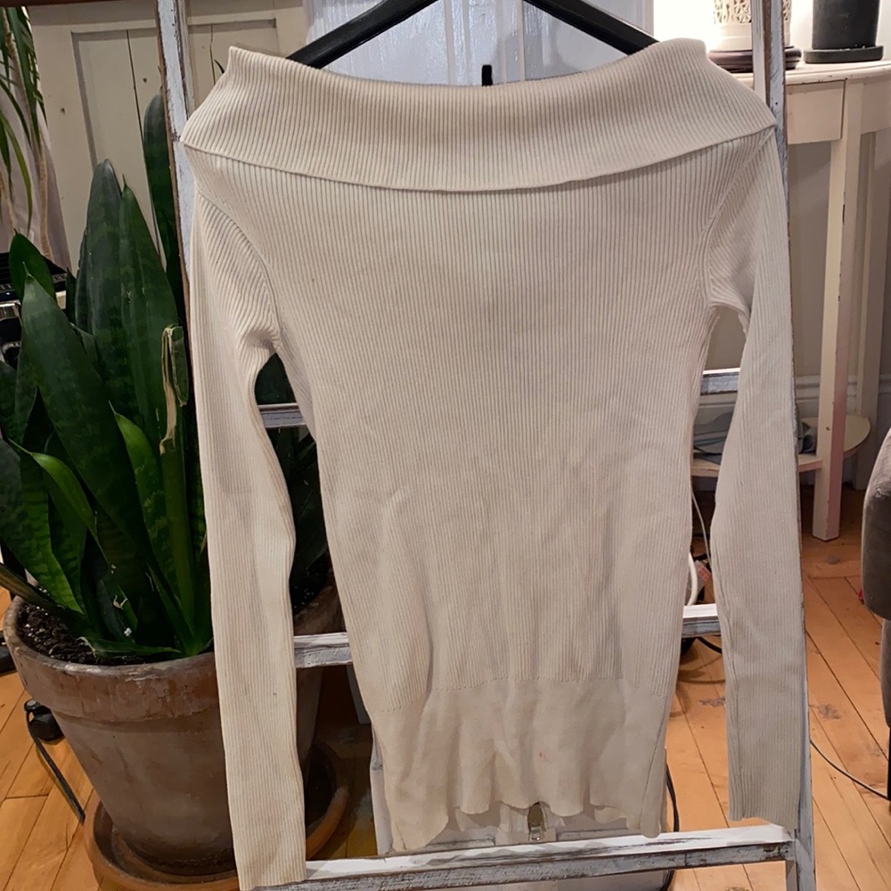 MARC JACOBS cream back zipper off shoulder top XS